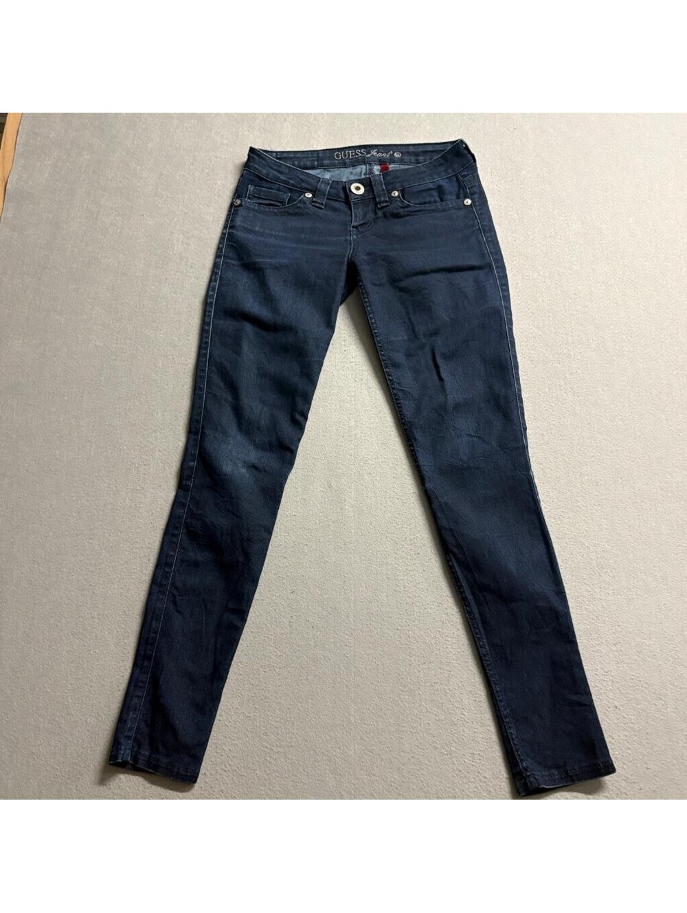 Guess Power Skinny Jeans Womens 26 Dark Wash Blue Denim Stretch Low Rise